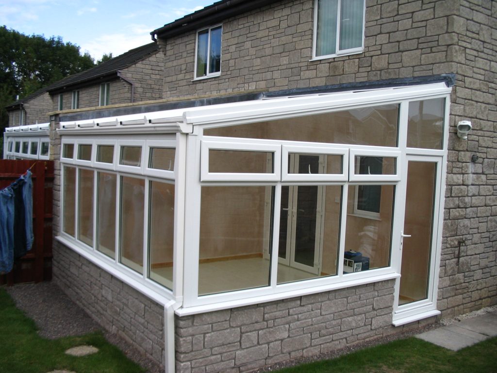 White upvc lean to conservatory