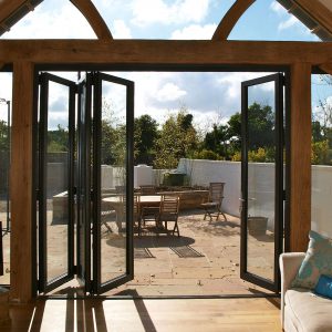 Aluminium Bifold Boors Opened Black