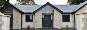 Black aluminium Windows on a house in South Wales