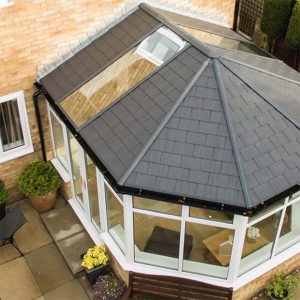 uPVC windows in a solid roof conservatory